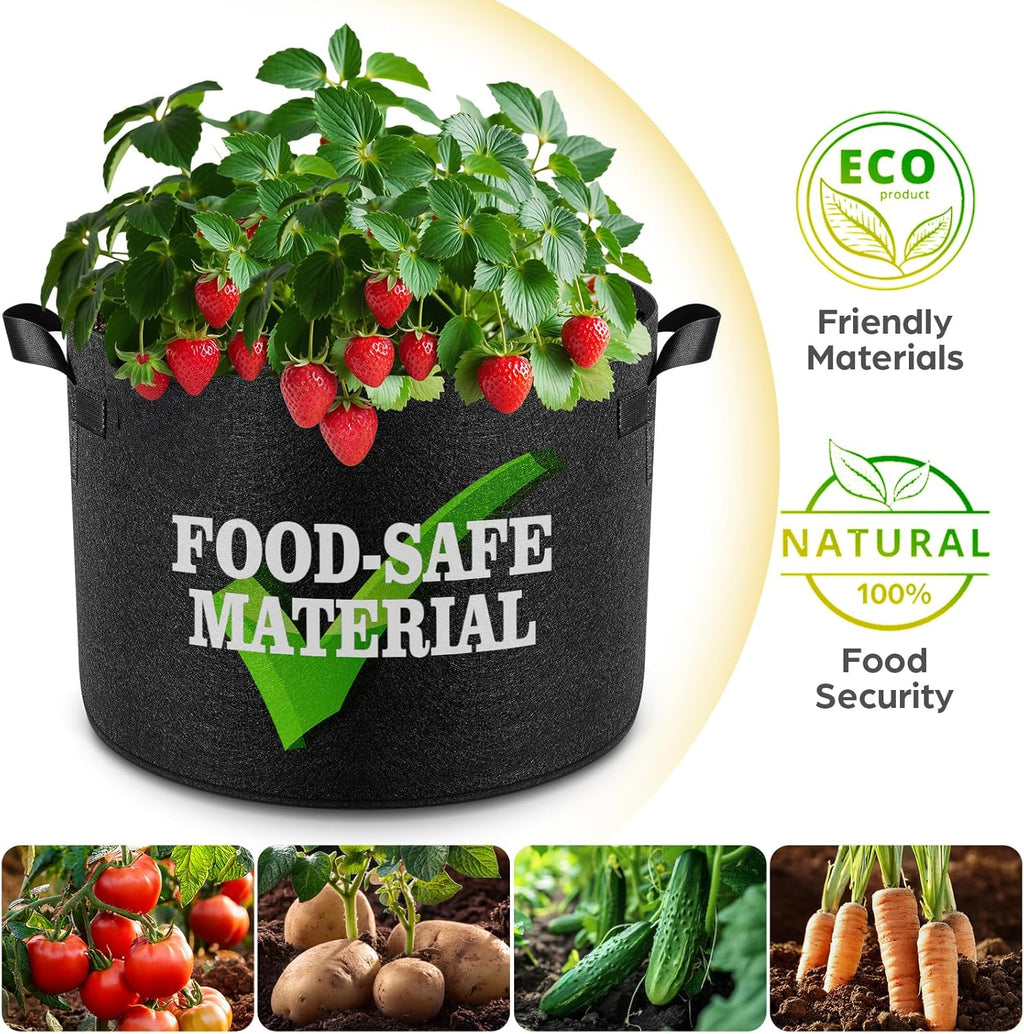 jorvila 5-pack 30 gallon grow bags, package contents