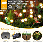 Solar Garden Lights Outdoor - 4 Pack Dragonfly Solar Swaying Light, Sway by Wind, Firefly Lights Outdoor Yard Patio Pathway Decoration, Big Bulb, High Flexibility Iron Wire & Realistic Dragonflies