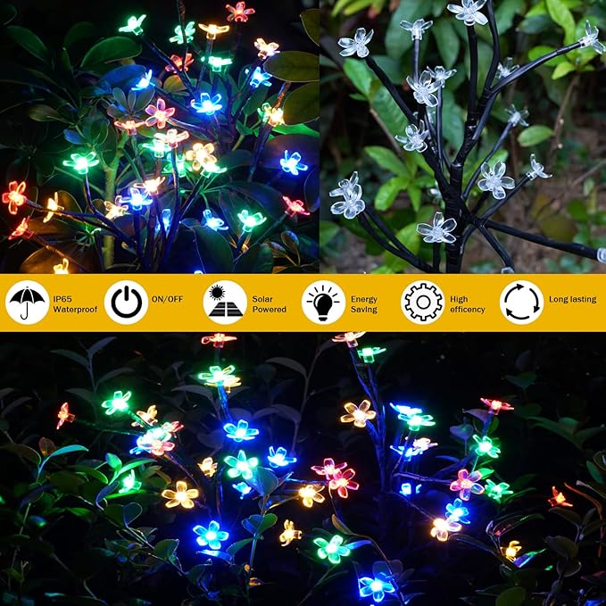 Solar Garden Lights Garden Decor, Solar Flowers Outdoor Decorative,2Pack 40LED Fairy Solar Lights Outdoor Waterproof Outside Yard,Patio,Pathway Decorations,Gardening Gifts for Women Mom
