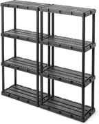 Gracious Living 2 Pack Light Duty Storage Shelves, Knect-A-Shelf 4-Shelf Ventilated Shelving Rack Organizer for Home, Garage, Basement & Laundry, Black