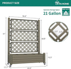 YITAHOME 3.6x1.5x5 FT Planter Box Trellis with Wheels, Large Outdoor Plastic Raised Garden Bed with Drain Plug for Climbing Plants, Light Brown