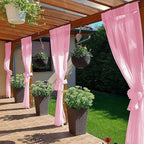 SpaceDresser Waterproof Outdoor Sheer Curtains for Patio - 2 Panels Rod Pocket Indoor Voile Sheer Curtain for Living Room,52W x 108L inch, Light Pink