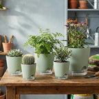 GARDIFE 2026 Upgraded Self Watering Plant Pots with Drainage Hole, 7/6.5/6/5.5/5/4 Inch Flower Planting Containers for House Plants, African Violet, Flowers, Cactus (Green, 7+6.5+6+5.5+5+4 inch)