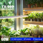 Barrina TX-S60 4FT Grow Light, 60W(420W Equivalent), with 660nm Red LEDs | High PPFD, Full Spectrum, Linkable to 4, Grow Lights for Seed Starting, Greenhouse, Vegetables with On/Off Switch 1 Pack