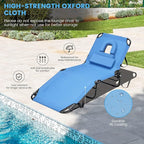 GYMAX Tanning Chair, 350lbs Beach Lounge Chair with Face Hole, Washable Pillow & Carry Strap, Adjustable Folding Chaise Lounge, Layout Lounger for Outside, Patio, Poolside, Lawn (2, Blue)