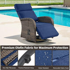 Belord Swivel Outdoor Recliner Chair Set of 2 - Reclining Patio Chair with Adjustable Backrest and Footrest, All-Weather Wicker Chaise Lounge Chair Outdoor for Pool Deck Brown (Upgraded 2.0)