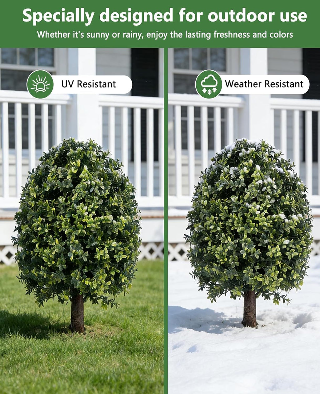 fake bushes boxwood balls,27‘’ faux boxwood topiary outdoor, close-up detail