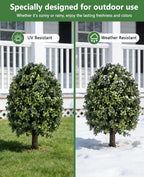fake bushes boxwood balls,27‘’ faux boxwood topiary outdoor, close-up detail
