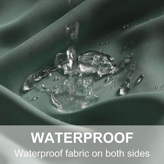 RYB HOME Extra Wide Outdoor Curtains for Patio Waterproof Heavy Duty Thermal Insulated in Summer Full Coverage Privacy for Porch, Gazebo & Pergola, W100 x L84, Dark Green, 1 Panel