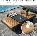 homary 6-Piece Modular Outdoor Sofa Set, Aluminum & Teak Patio Conversation Set with Waterproof Covers, Adjustable Backrests, Fade-Resistant Cushions for Patio or Balcony