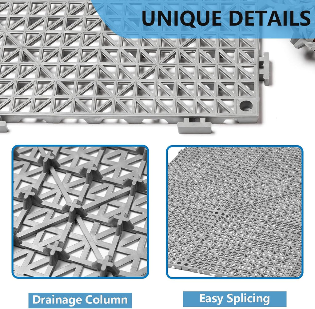 12” x 12” drainage interlocking floor mats 12, close-up detail