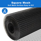 Black Hardware Cloth 1/2 in 48 x 100 ft 19 Gauge Mesh | PVC coated wire mesh, Shape Retention, Easy to Cut, Chicken Run, Garden Fence, Tree Guard, Animal Enclosure
