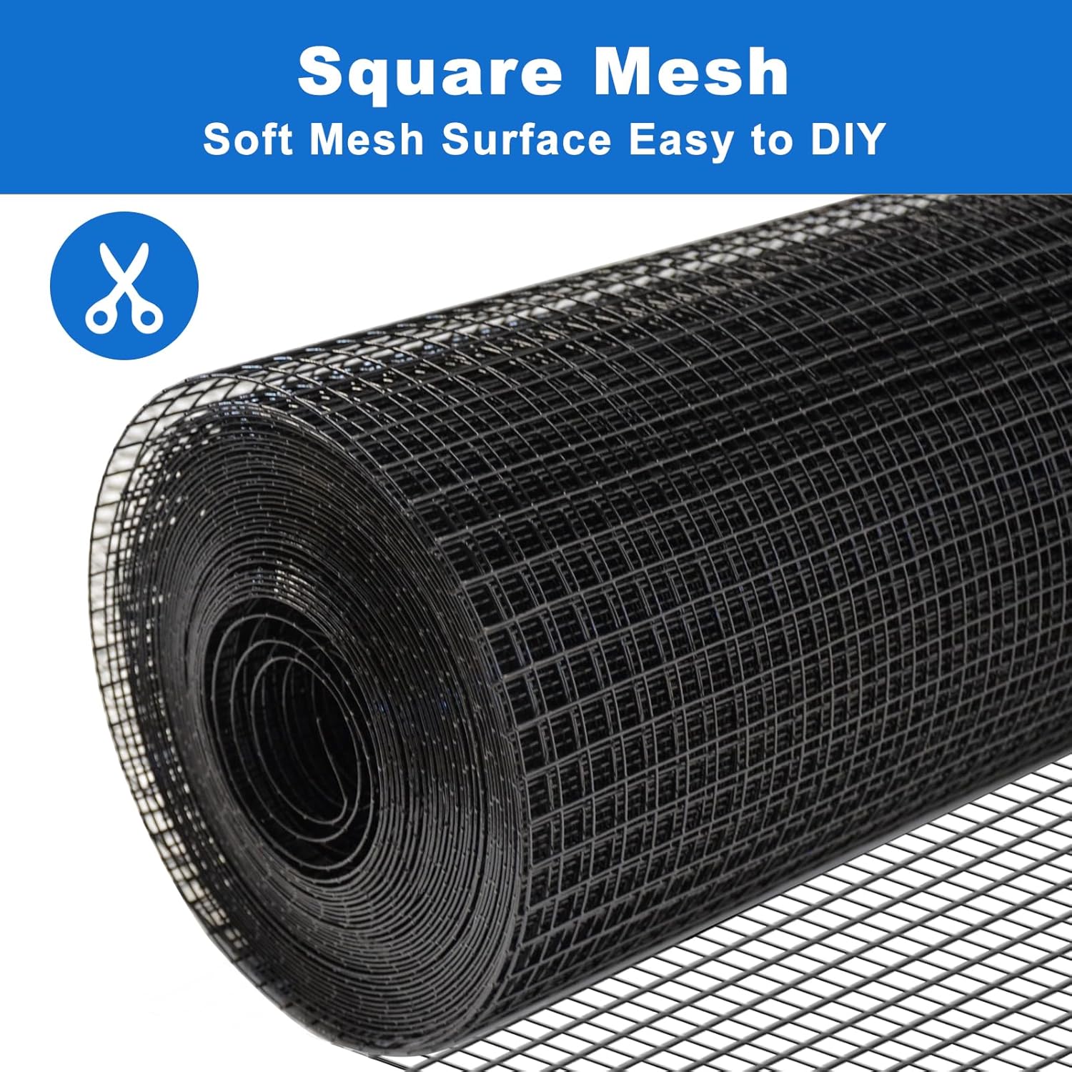 Black Hardware Cloth 1/2 in 48 x 100 ft 19 Gauge Mesh | PVC coated wire mesh, Shape Retention, Easy to Cut, Chicken Run, Garden Fence, Tree Guard, Animal Enclosure