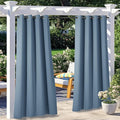 NICETOWN 2 Panels Stone Blue Blackout Outdoor Curtains for Patio Waterproof, Thermal Insulated Silver Rustproof Grommet Blackout Indoor Outdoor Curtains/Drapes for Pergola, W52 x L95