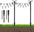 String Light Poles for Outside, 11 Feet Lights Poles with Mount Anchor, 2 PCS Outdoor Lighting Poles Hanging Backyard Garden Party Wedding Decorations, Heavy Duty Metal Stand Posts for Bistro, No Rust