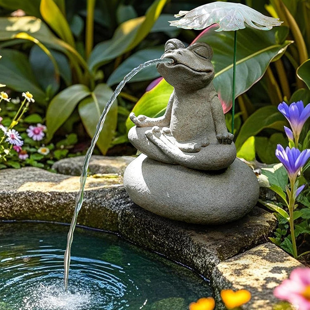 Animal Pond Fountain Spitter, Resin Frog Water Spitter Statue with Pump, Pond Fountain for Small Ponds, Outdoor Water Feature for Fish Pond, Garden Lawn Landscaping Decoration Relaxing Frog