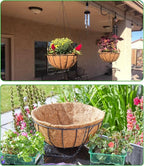 Hanging Baskets Planter for Plants - 2 Pack 10 Inch Metal Baskets with Coco Coir Liner, Hanging Flower Pots for Outside with Chain, Indoor Outdoor Garden Porch Decoration (10'' Pack of 2)