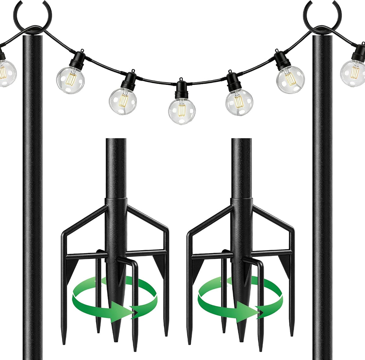 land·voi string light poles 2 pack, heavy duty, main product view
