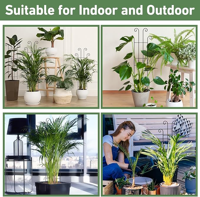 32.6in Tall Plant Trellis Indoor, Metal Garden Trellis for Climbing Plants, Expandable Trellis for Potted Plants for Ivy Pothos Hoya Monstera, 2 Pack