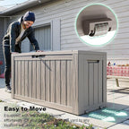 76 Gallon Outdoor Deck Box, Lockable Waterproof Outdoor Storage Boxes For Garden Tools,Indoor Cushions,Accessories Outside Storage Resin Weatherproof Container(Grey)