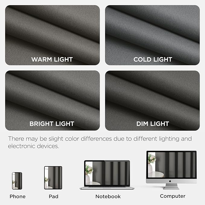 Joydeco Blackout Patio Sliding Door Curtains 90 Inches Long, Grommet Privacy Room Divider Curtains, Extra Wide Thermal Blackout Drapes for Bedroom Living Room (Light Grey, 70Wx90L, 1 Panel)