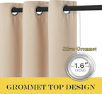 NICETOWN Blackout Curtains for Windows 84 inch Long - Window Treatment Thermal Insulated Solid Grommet Room Darkening Drapes for Bedroom/Living Room (Biscotti Beige, 1 Panel, W66 x L84)