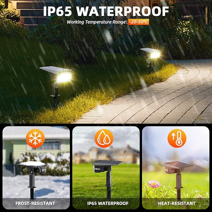 Solar Spot Lights Outdoor Landscape Lights, 40 LEDs Solar Landscape Spotlights Outdoor Waterproof Auto On/Off Garden Lights, Outdoor Lights for Yard Palm Trees Driveway Patio Pool