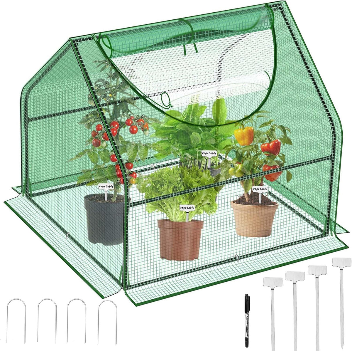 3x3x3ft small greenhouse outside, portable mini green house, main product view