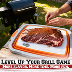 Collapsible XL Smoker & BBQ Prep Tub with Locking Lid | Includes Cutting Board, Meat Marinade & Brine Container For Turkey, Brisket & Ribs - Best Grill Accessories Gifts For Men