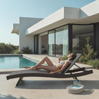 Nestl Chaise Lounge Chair Outdoor Set of 2, Wicker Patio Lounge Chair, Outdoor Lounge Chair with Reclining Backrest