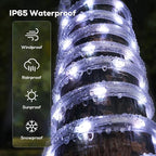 50FT 360 LED Waterproof Rope Lights Outside with Remote, 8 Modes and 4 Brightness Tube Lights for Christmas, Bedroom, Patio, Garden, Indoor Outdoor Decoration (Cool White)