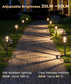 XMCOSY+ Solar Lights Outdoor, 12 Pack Bright Pathway Lights for Landscape | Adjustable Brightness, 3 Color Modes, Up to 15H Runtime, Solar Powered Outdoor Lights for Garden, Yard, Pathway, Landscape