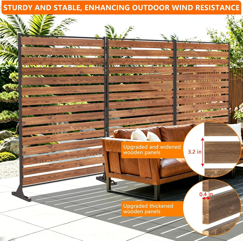 6ft wooden privacy screen, upgrade outdoor specialty anti-corrosion, close-up detail