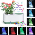 Self-Watering Plant Pot with LED Note Board & 7 Colors Pen Acrylic Message Board with Light Acrylic Dry Erase Board, Led Cat Board Night Light with Planting Pot for Christmas(No Plant&Seed)