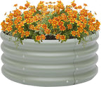 2-Pack 2x1ft Galvanized Raised Garden Bed, Outdoor Planter Bed, Metal Planter Box for Gardening and Planting,Light Green