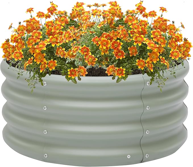 2-Pack 2x1ft Galvanized Raised Garden Bed, Outdoor Planter Bed, Metal Planter Box for Gardening and Planting,Light Green