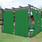 Easy-Going Outdoor Patio Curtains Detachable Tab Top Windproof Weatherproof Curtain for Cabana, Porch, Pergola and Gazebo, Tab Bottom Drape, 2 Panels, 54W x 108L inch, Green