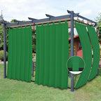 Easy-Going Outdoor Patio Curtains Detachable Tab Top Windproof Weatherproof Curtain for Cabana, Porch, Pergola and Gazebo, Tab Bottom Drape, 2 Panels, 54W x 96L inch, Green
