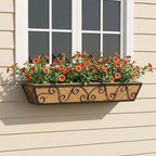 Y&M 30 Inch Window Deck with Coco Liner, Fence Metal Hanging Flower Planter Window Basket Deck Railing Planter Boxes for Outdoor Garden Lawn-Butterfly, 2pcs