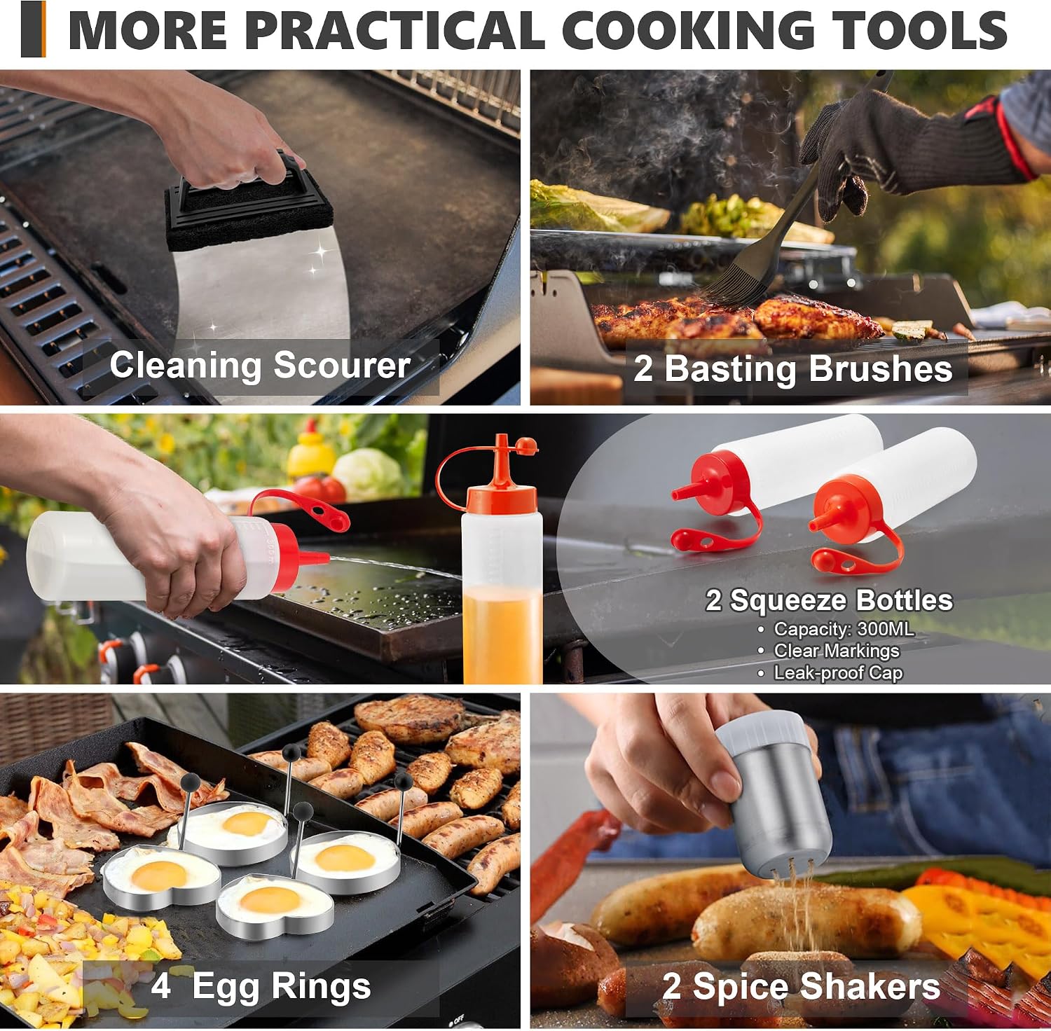 35Pcs Griddle Accessories Kit for Blackstone, Joyfair Flattop Grill Spatula | Grilling Accessory Tool Set with Stainless Steel Griddle Spatula Smash Burger Press Basting Cover Patty Maker For Outdoor BBQ