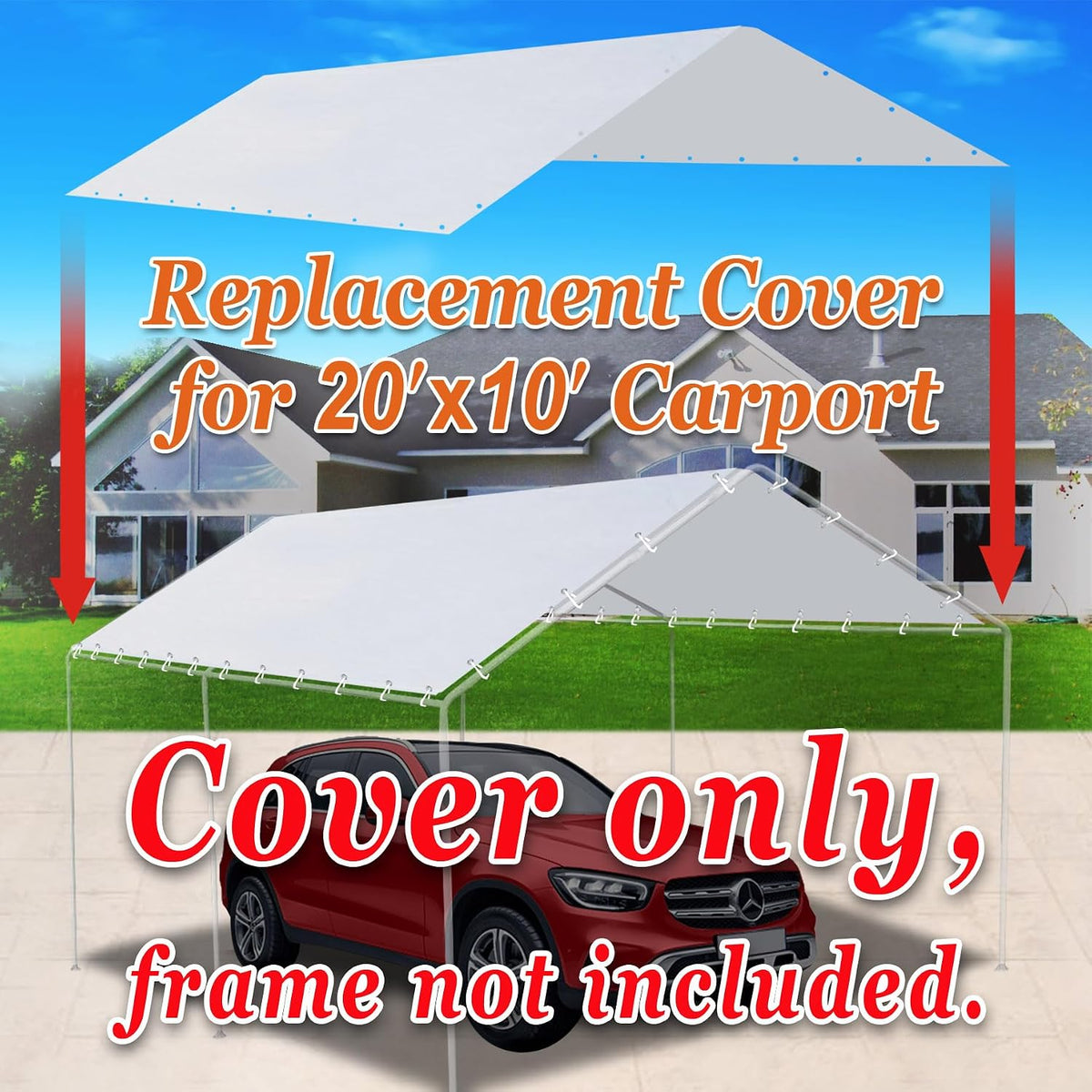 20 ft carport replacement canopy cover garage top shown in use