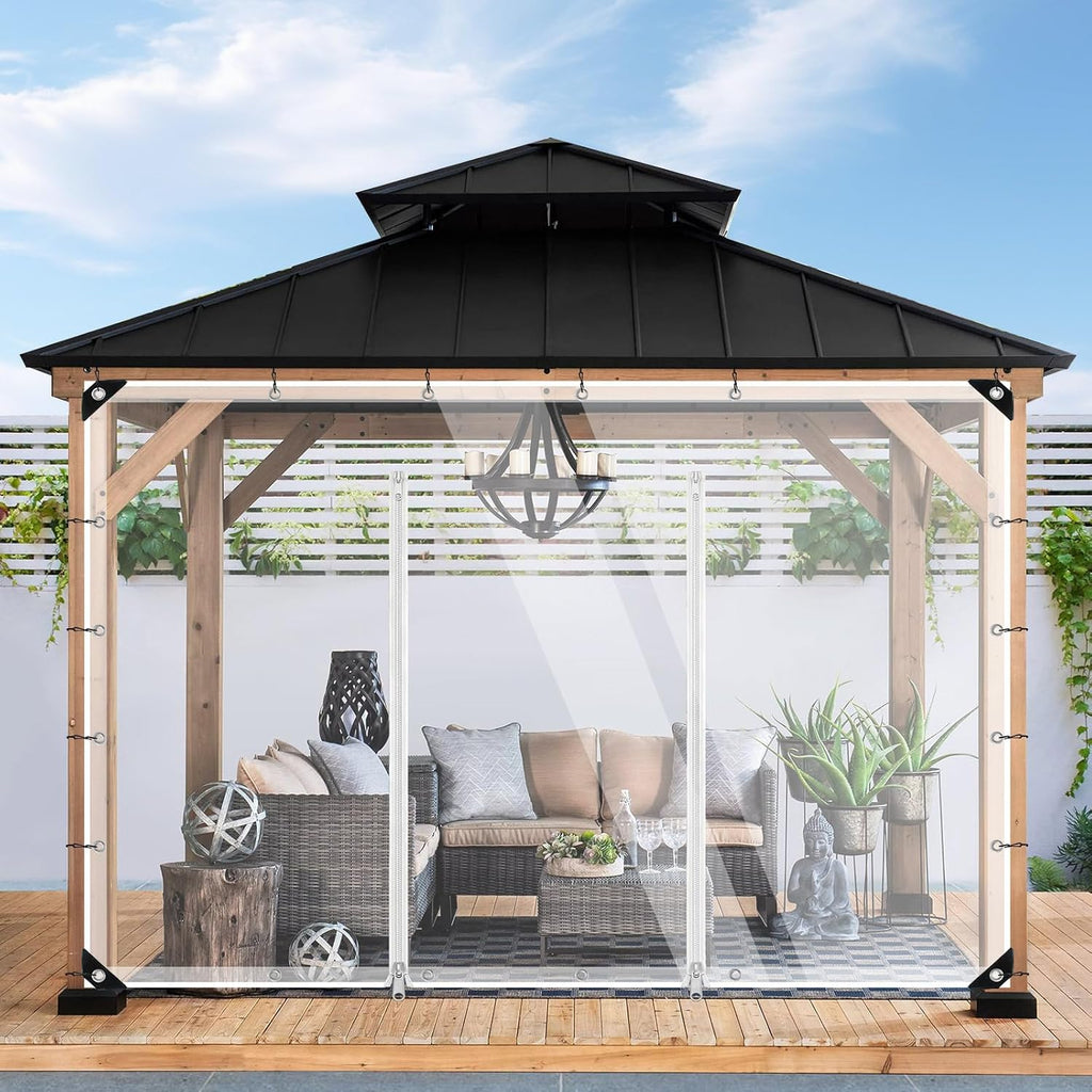 clear outdoor curtains patio double zippers door enclosure, view 9