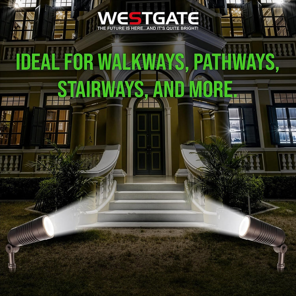 Outdoor Landscape Spotlights – 3000K/4000K/5000K Color Changing Options in Aluminum Housing – 120 Voltage Integrated LED Outdoor Spot Light for Yard, Lawn, Garden Walkways and Pathways (8W, Bronze)
