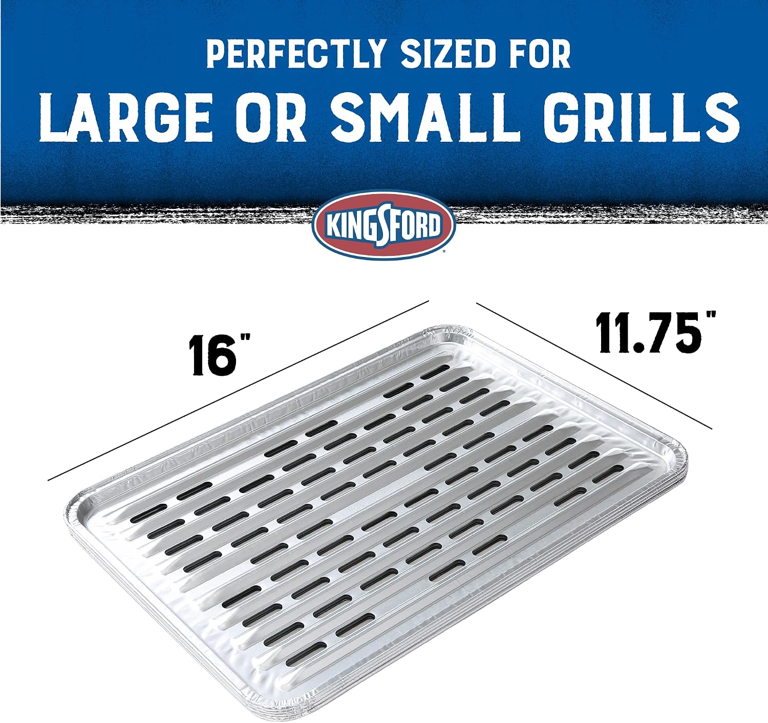 Kingsford Heavy Duty Disposable Grill Liners, 16 x 11.75 Inch, 14 Count | Aluminum foil design, prevents food and sauce from falling through grates, for outdoor BBQ grills daily