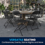 Flash Furniture Hercules Series Plastic Folding Chairs for Parties and Weddings, Stackable Commercial Event Seats with 650-lb. Static Weight Capacity, Set of 6, Black