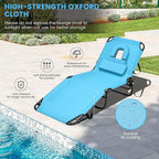 GYMAX Tanning Chair, 350lbs Beach Lounge Chair with Face Hole, Washable Pillow & Carry Strap, Adjustable Folding Chaise Lounge, Layout Lounger for Outside, Patio, Poolside, Lawn (2, Arctic)