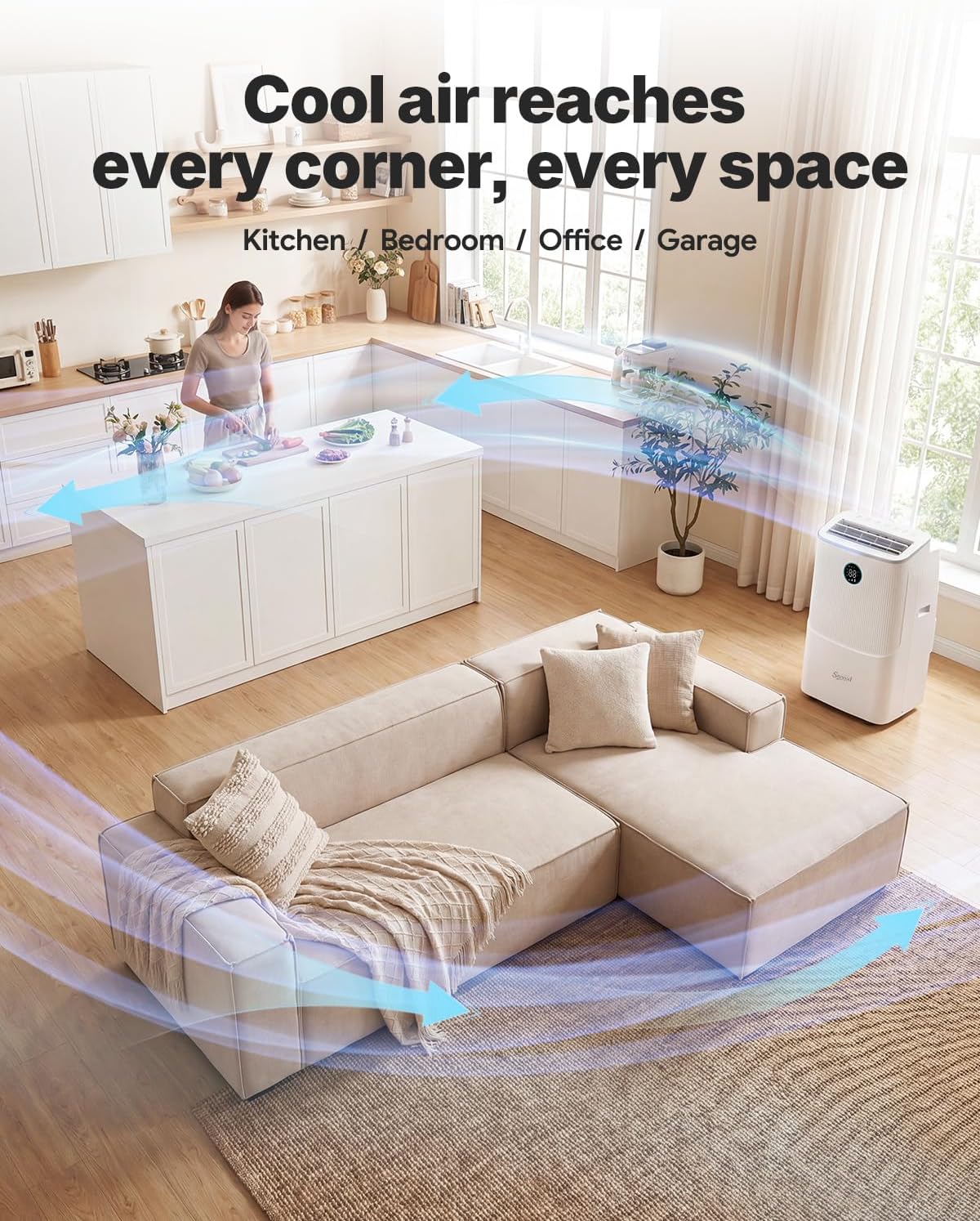 16000 btu portable air conditioners, cools up to, side view