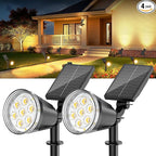 Solar Lights Outdoor Spot Light: 4 Pack 120°&180° Adjustable Bigger LED Solar Spot Lights Outdoor Waterproof - Landscape Lighting Spotlights for Garden, Yard, Pathway, Tree, Flag, Wall (Warm White)