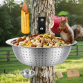Squirrel Feeder with Metal Drainage Bowl, Squirrel Feeders for Outside, 8.5" Removable Bowl Easy to Clean/Refill, 2 Squirrel Corn Cob Spikes for Various Food, Tree/Fence Mount,Notebook(Brown)