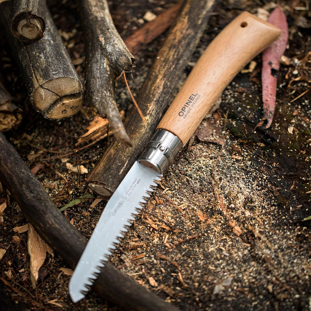 Opinel Folding Saw - Gardening and Camping Folding Carbon Steel Saw with Beechwood Handle
